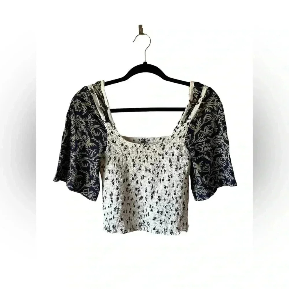 Free People Marigold Mix Print Top S